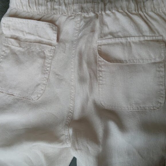 NICOLE MILLER Linen Cargo Pull On Elastic Drawstring Waist Khaki Jogger Pants M - Picture 5 of 15